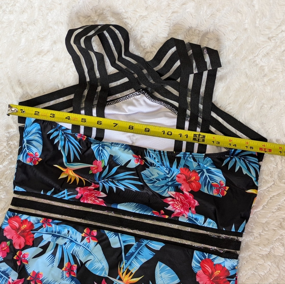 ❤ Swimsuit Large Swim Floral One Piece Shein Blue Pink - Picture 4 of 9
